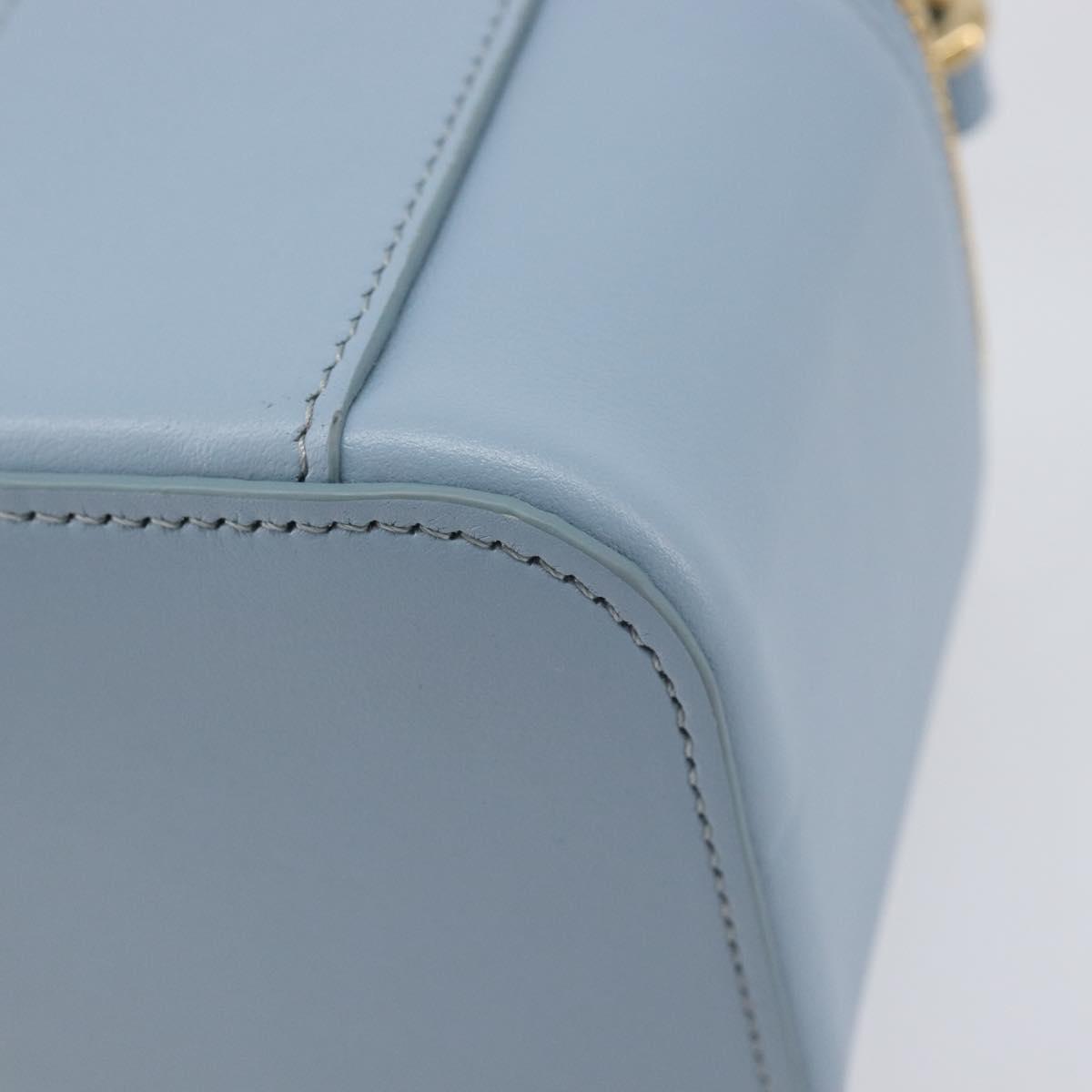 CELINE Triomphe Shoulder Bag Leather Light Blue Gold Auth 208602SAM