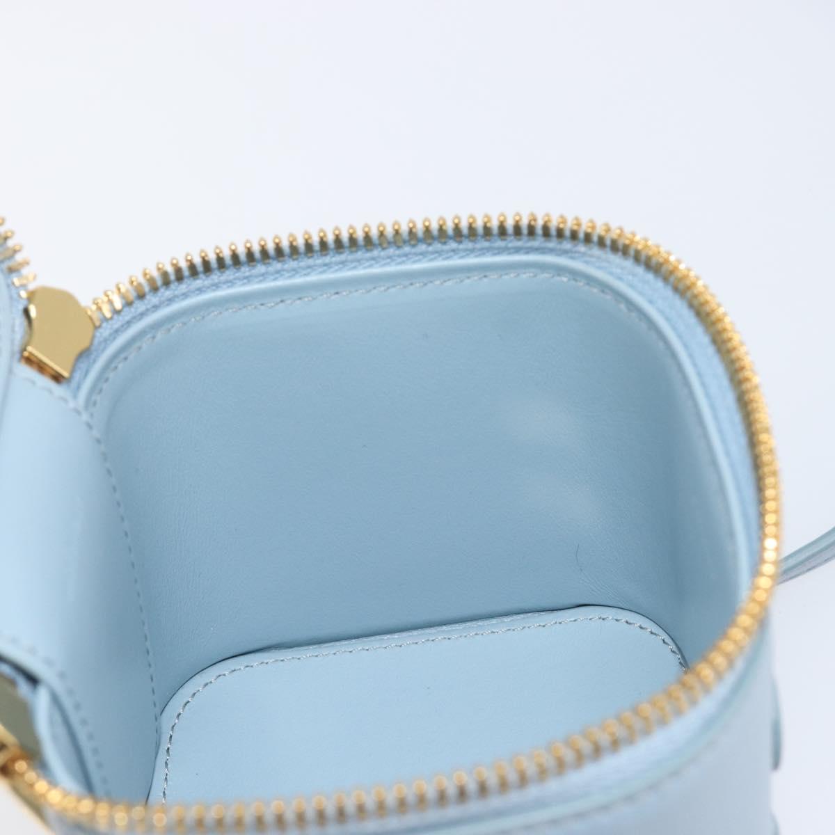 CELINE Triomphe Shoulder Bag Leather Light Blue Gold Auth 208602SAM