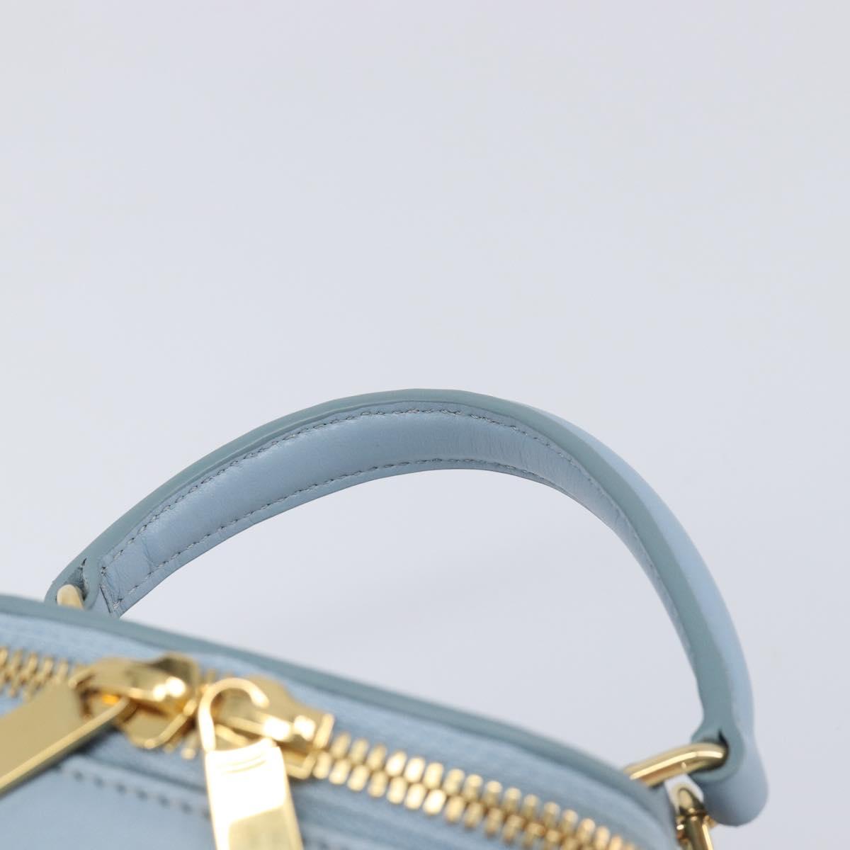 CELINE Triomphe Shoulder Bag Leather Light Blue Gold Auth 208602SAM
