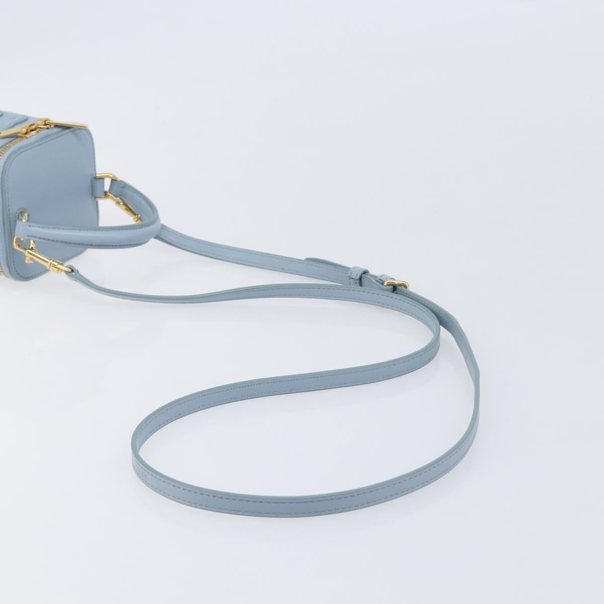 CELINE Triomphe Shoulder Bag Leather Light Blue Gold Auth 208602SAM