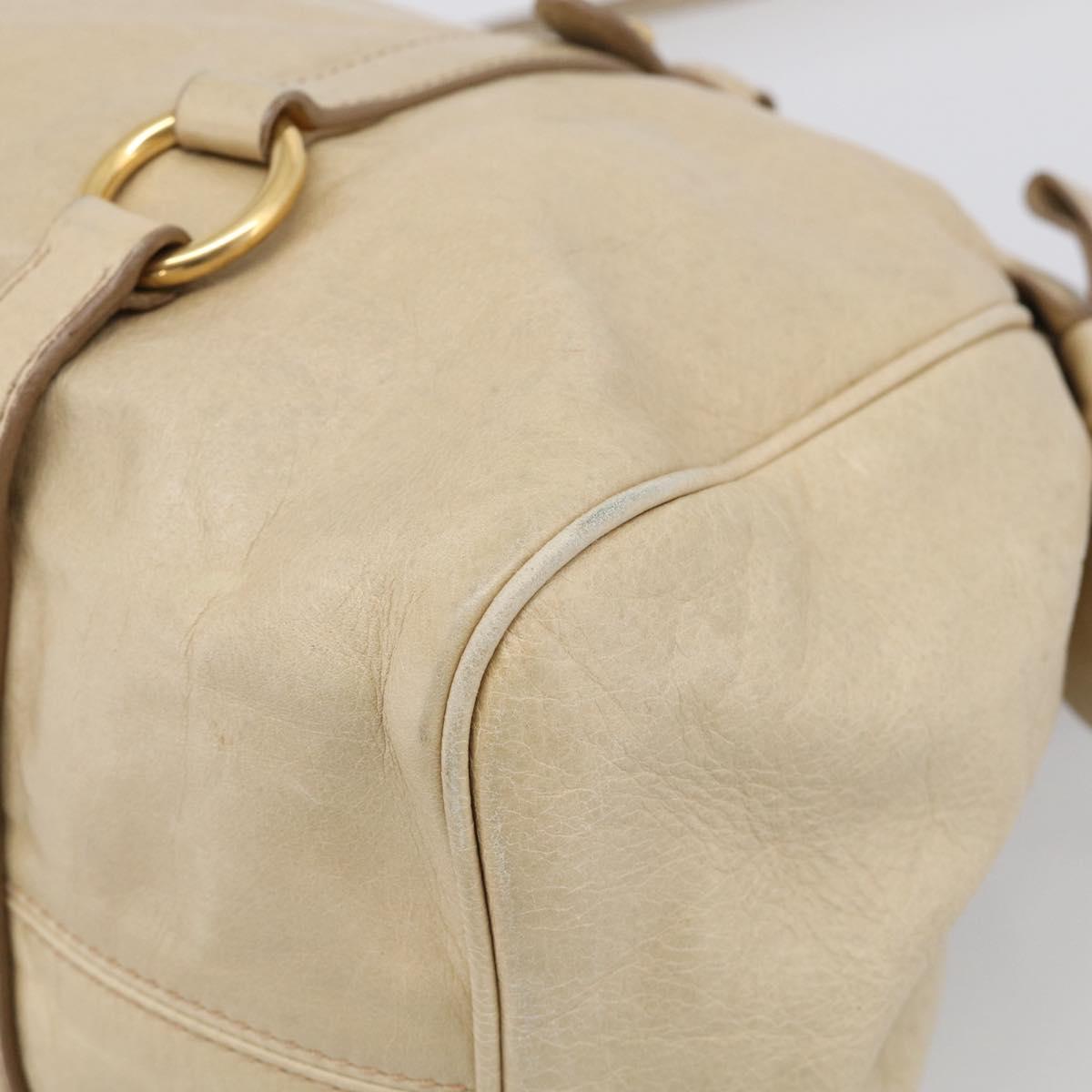 Miu Miu Hand Bag Leather 2way Beige Gold Auth 208605V