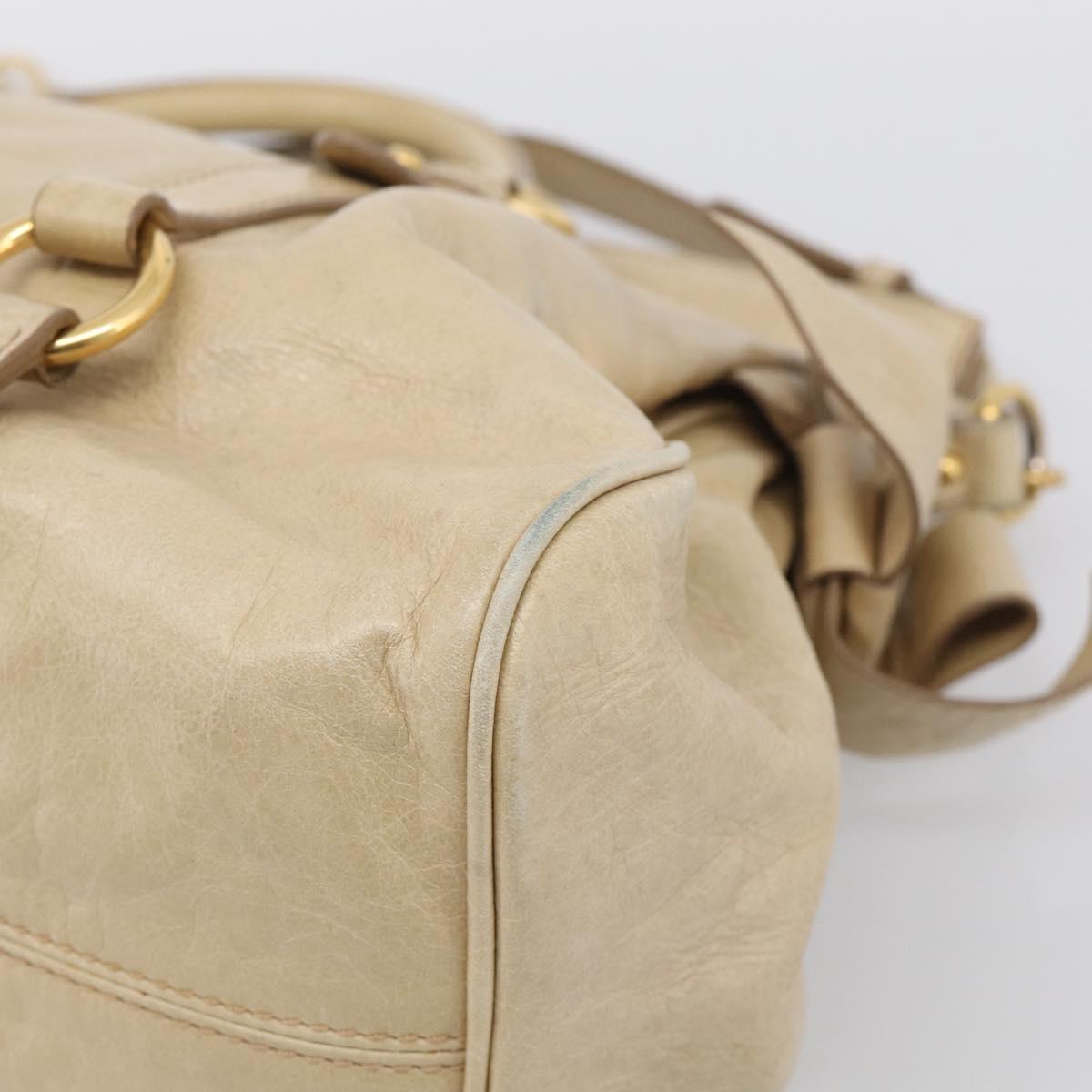 Miu Miu Hand Bag Leather 2way Beige Gold Auth 208605V