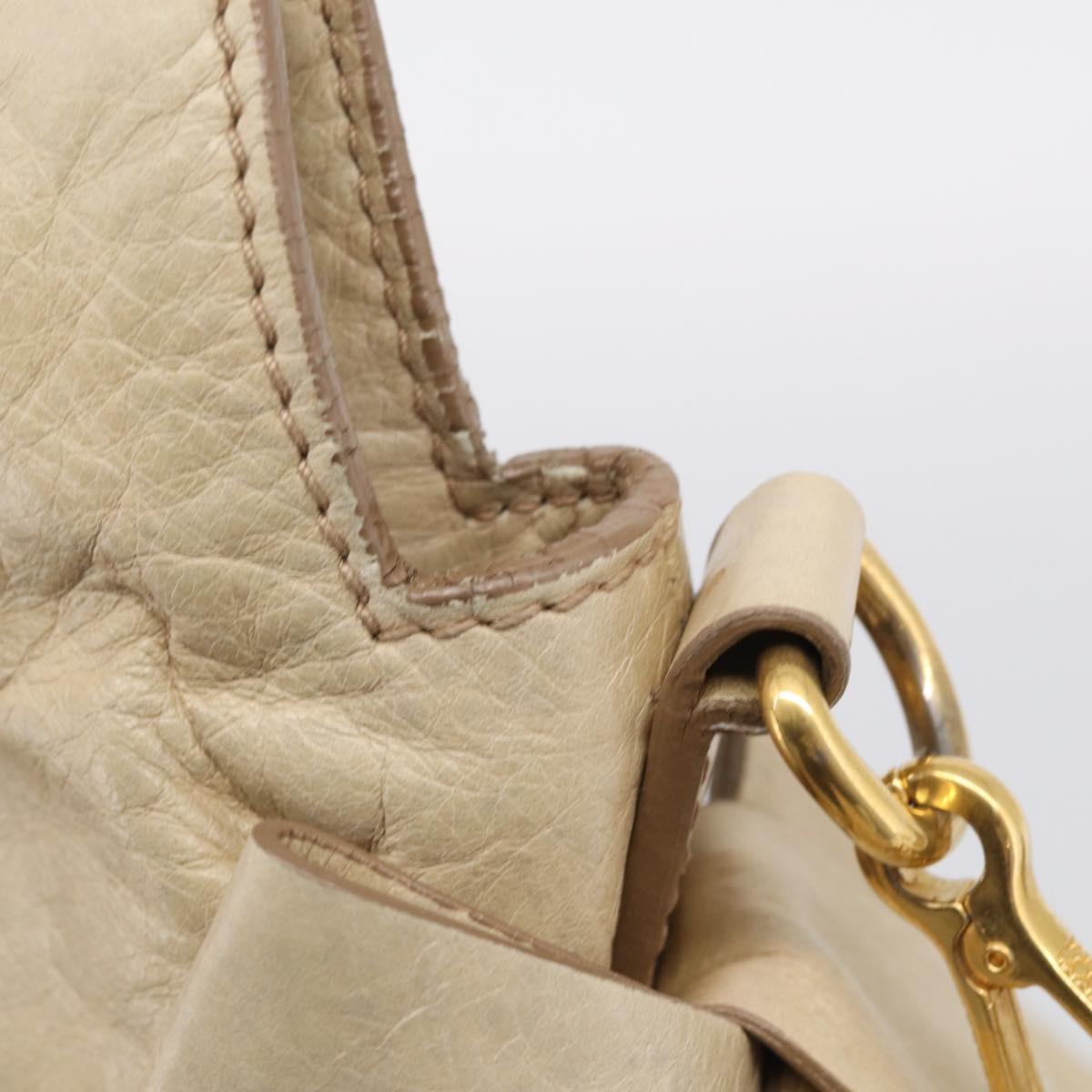 Miu Miu Hand Bag Leather 2way Beige Gold Auth 208605V