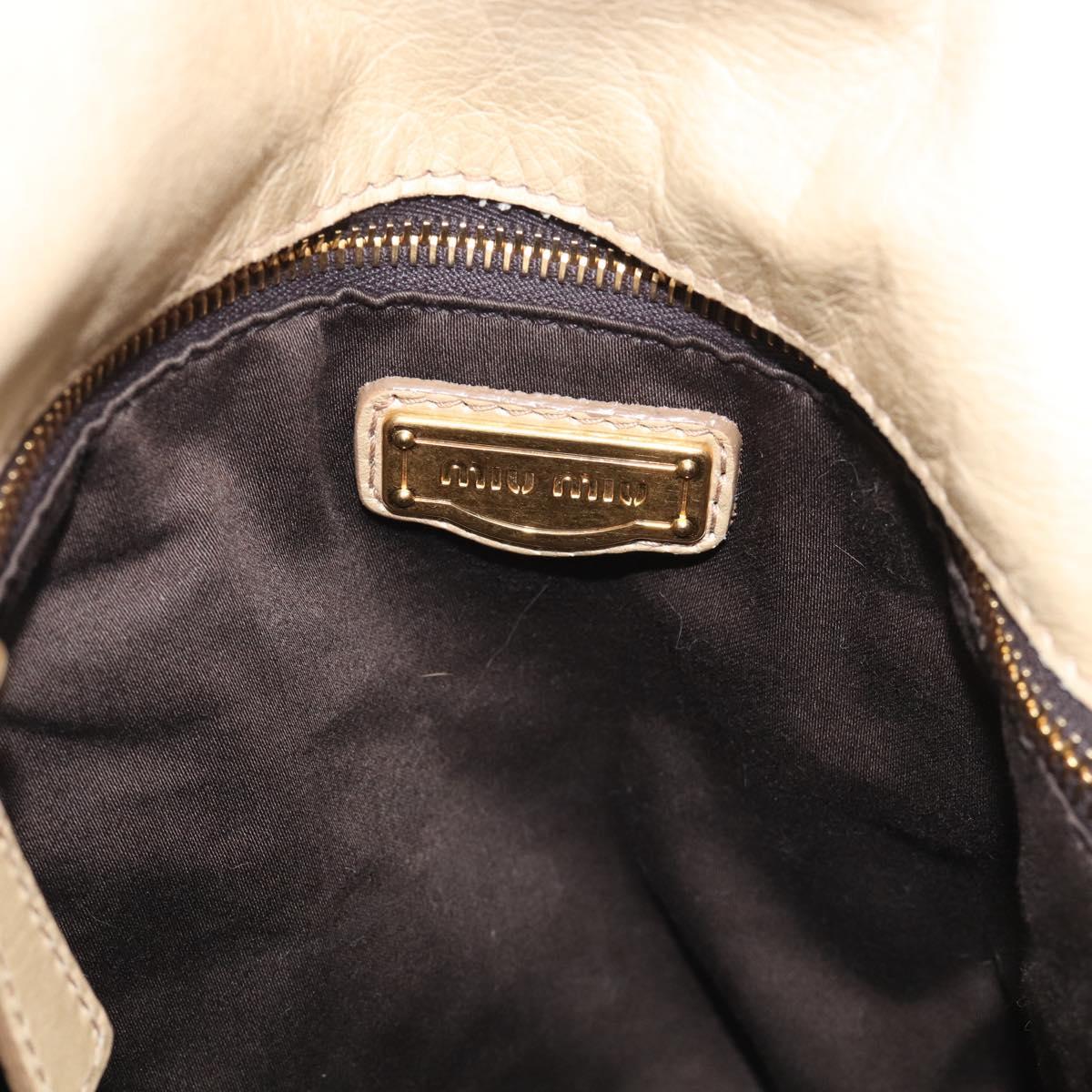 Miu Miu Hand Bag Leather 2way Beige Gold Auth 208605V