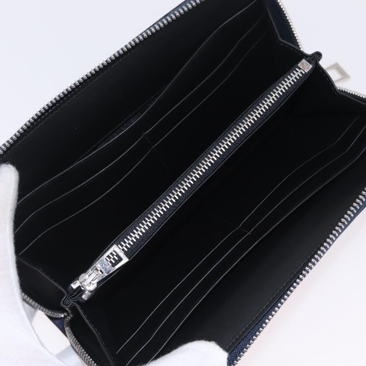 LOEWE Anagram Long Wallet Leather Navy Silver Auth 208620M