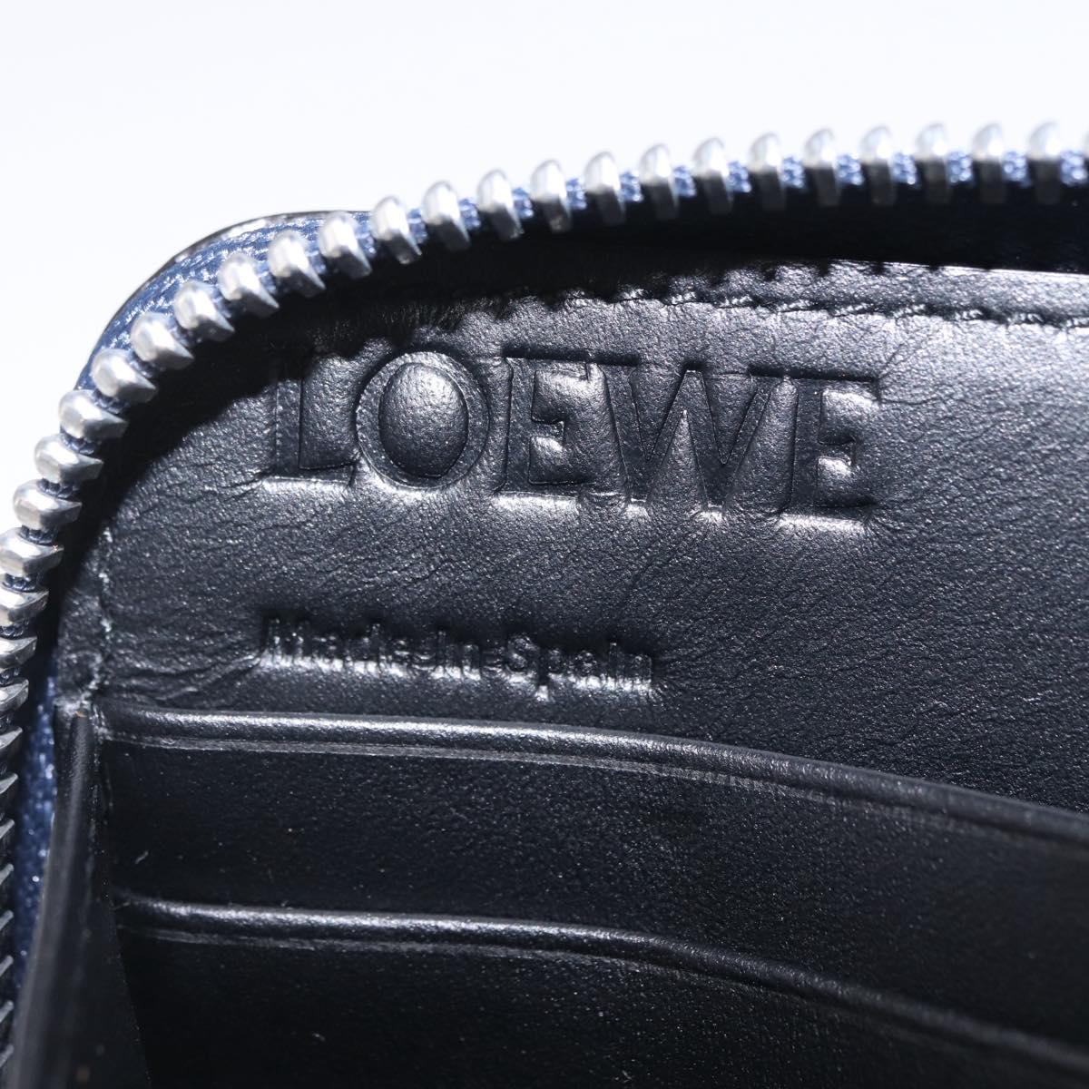 LOEWE Anagram Long Wallet Leather Navy Silver Auth 208620M