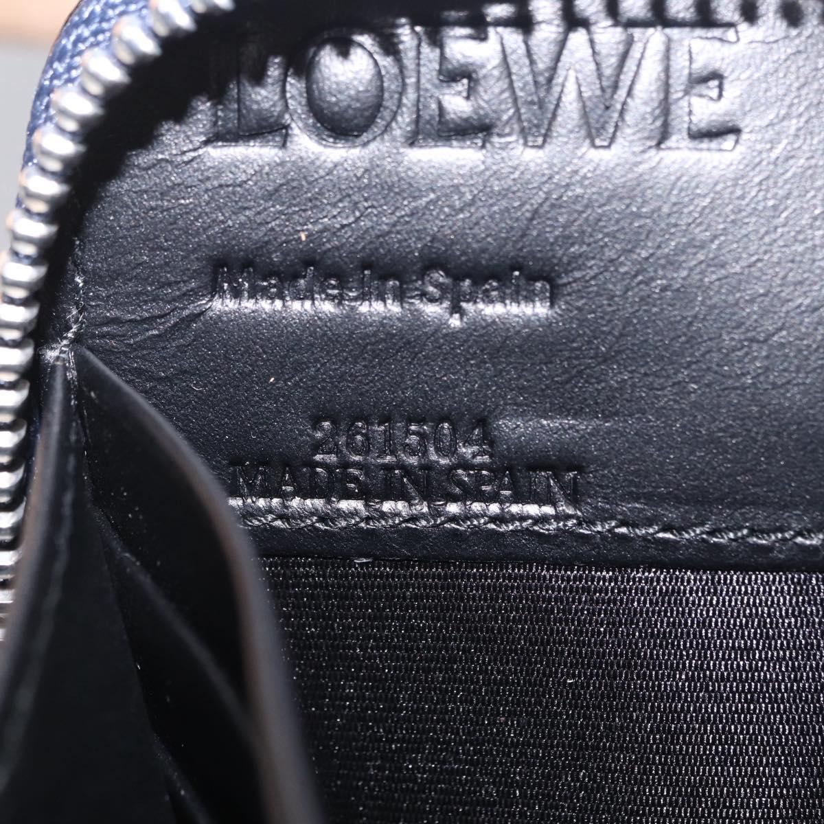 LOEWE Anagram Long Wallet Leather Navy Silver Auth 208620M