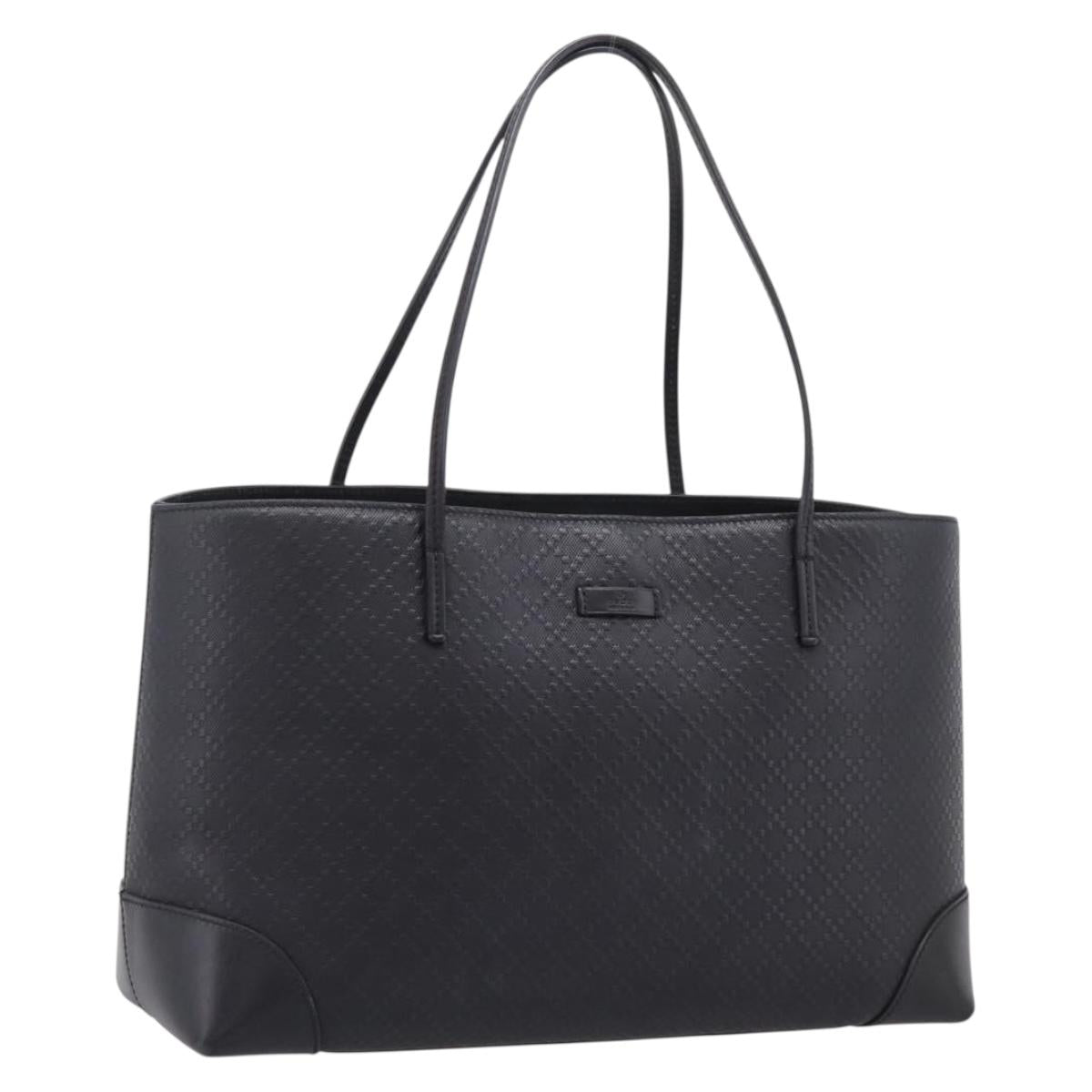 GUCCI Diamante Tote Bag Leather Black Gold 353397 Auth 208621V