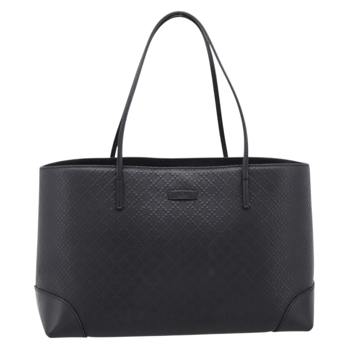 GUCCI Diamante Tote Bag Leather Black Gold 353397 Auth 208621V