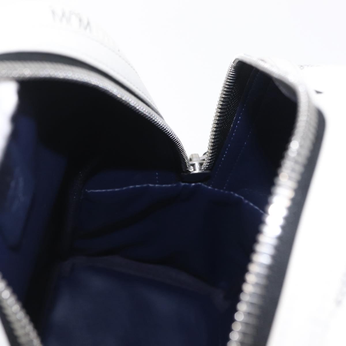 MCM Vicetos Logogram Backpack PVC Leather White Silver Auth 208627