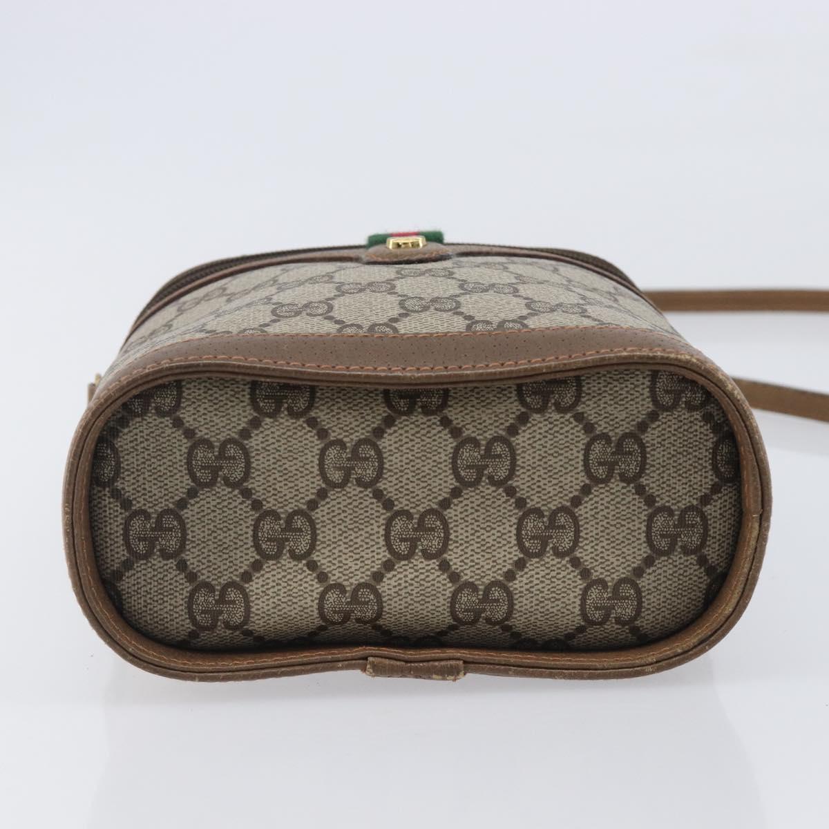 GUCCI GG Supreme Web Sherry Line Shoulder Bag PVC Beige 904 02 070 Auth 208628