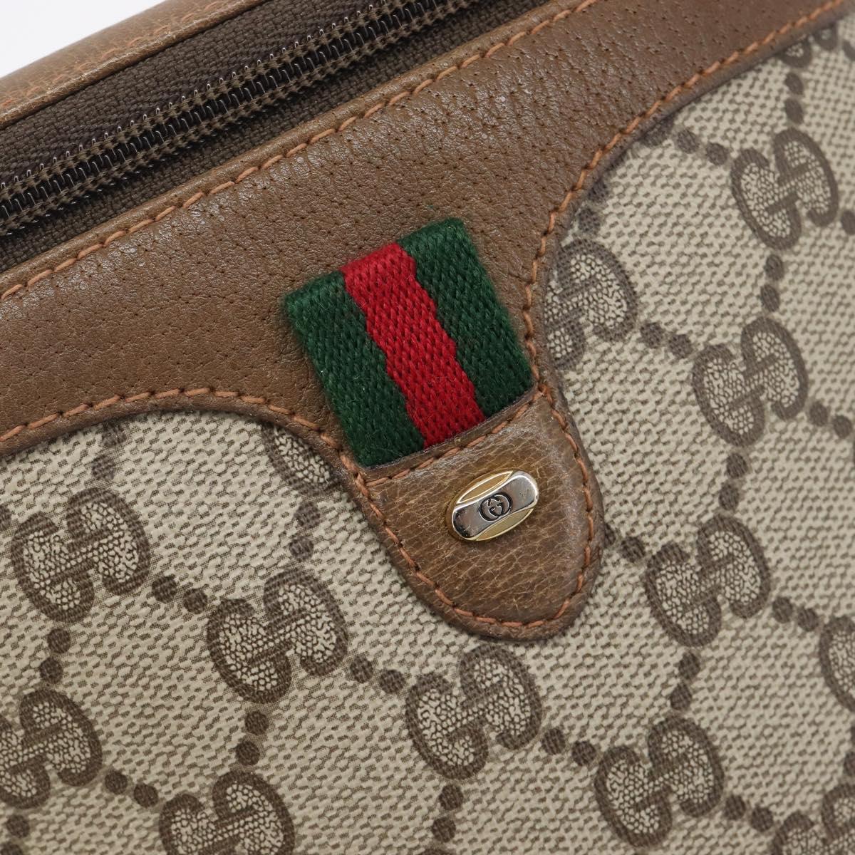 GUCCI GG Supreme Web Sherry Line Shoulder Bag PVC Beige 904 02 070 Auth 208628