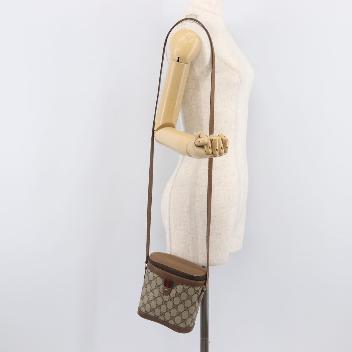 GUCCI GG Supreme Web Sherry Line Shoulder Bag PVC Beige 904 02 070 Auth 208628