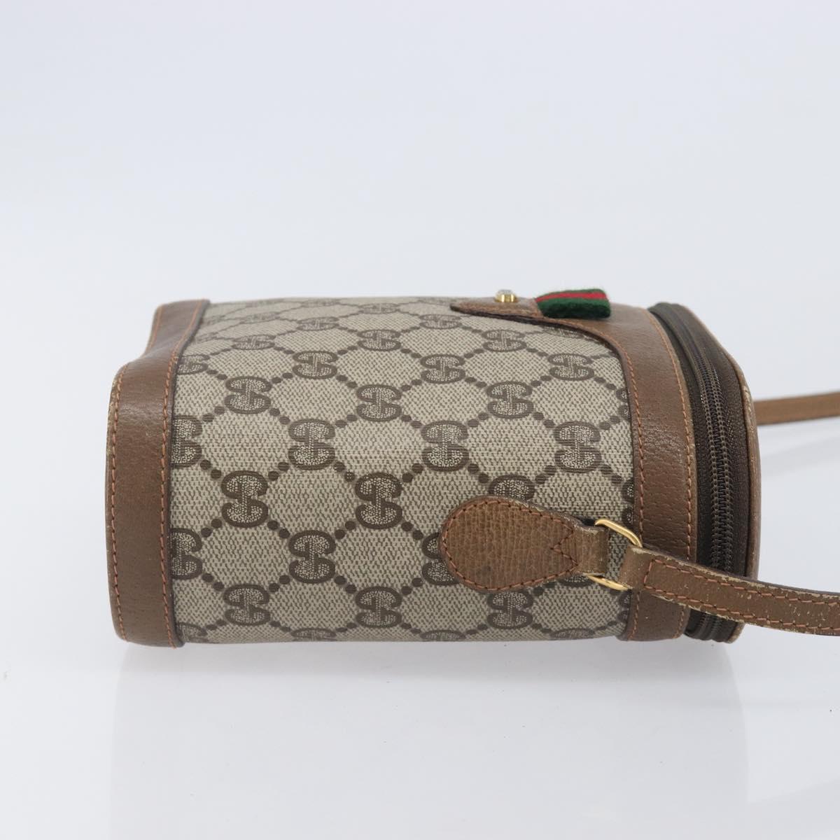 GUCCI GG Supreme Web Sherry Line Shoulder Bag PVC Beige 904 02 070 Auth 208628
