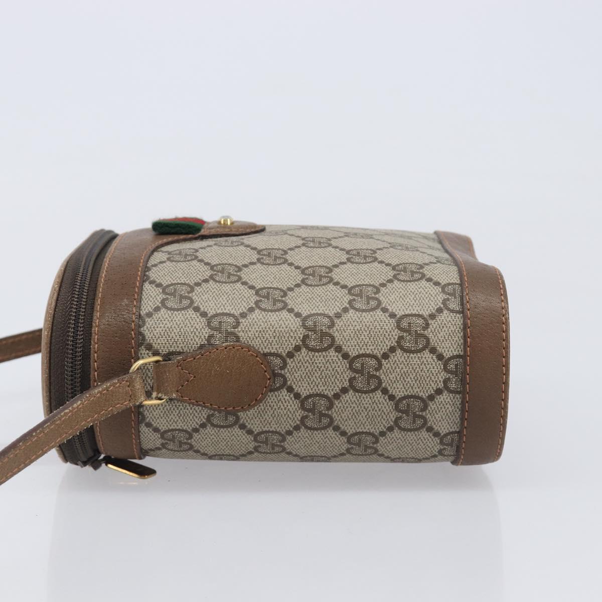 GUCCI GG Supreme Web Sherry Line Shoulder Bag PVC Beige 904 02 070 Auth 208628