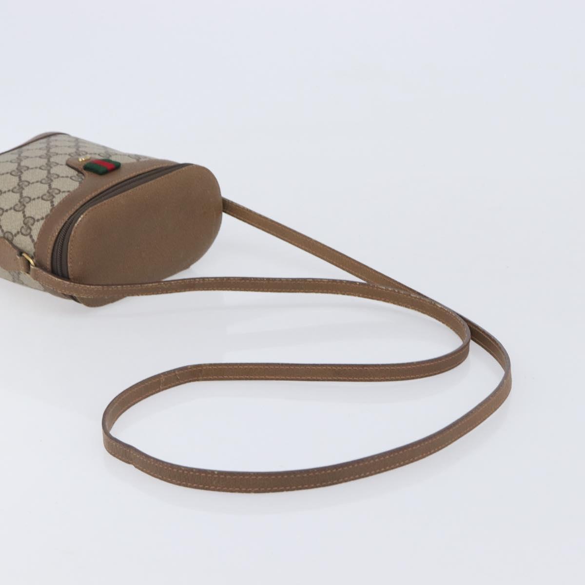 GUCCI GG Supreme Web Sherry Line Shoulder Bag PVC Beige 904 02 070 Auth 208628