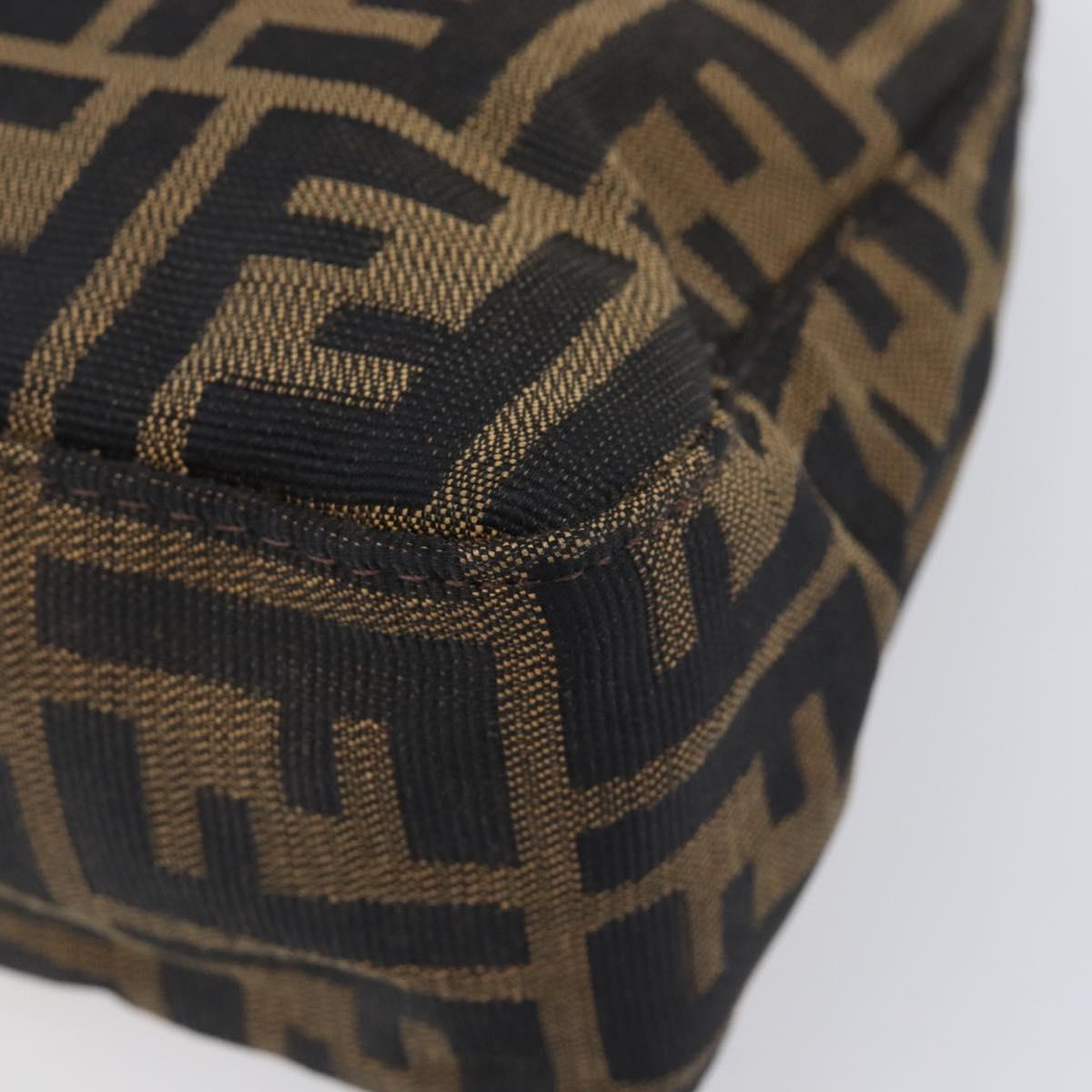 FENDI Zucca Canvas Pouch Black Silver Auth 208632A