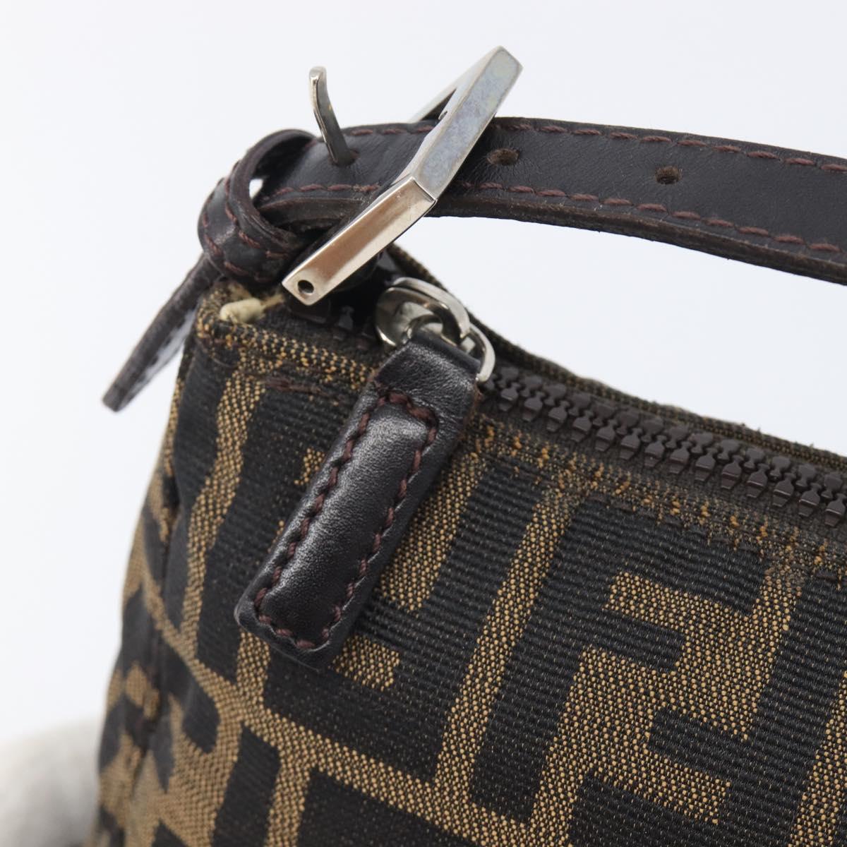 FENDI Zucca Canvas Pouch Black Silver Auth 208632A