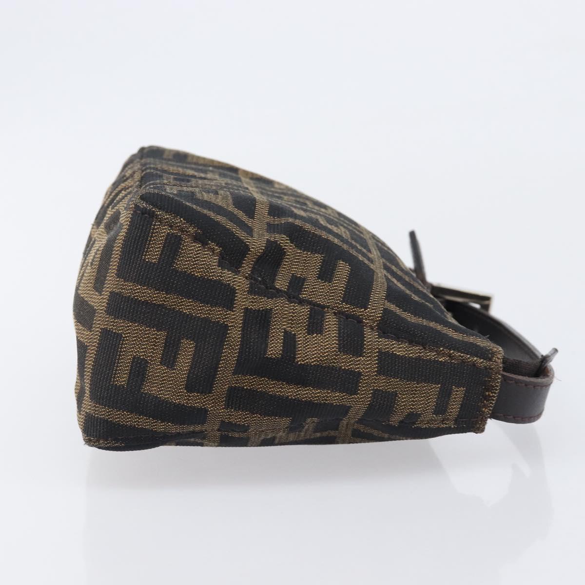 FENDI Zucca Canvas Pouch Black Silver Auth 208632A