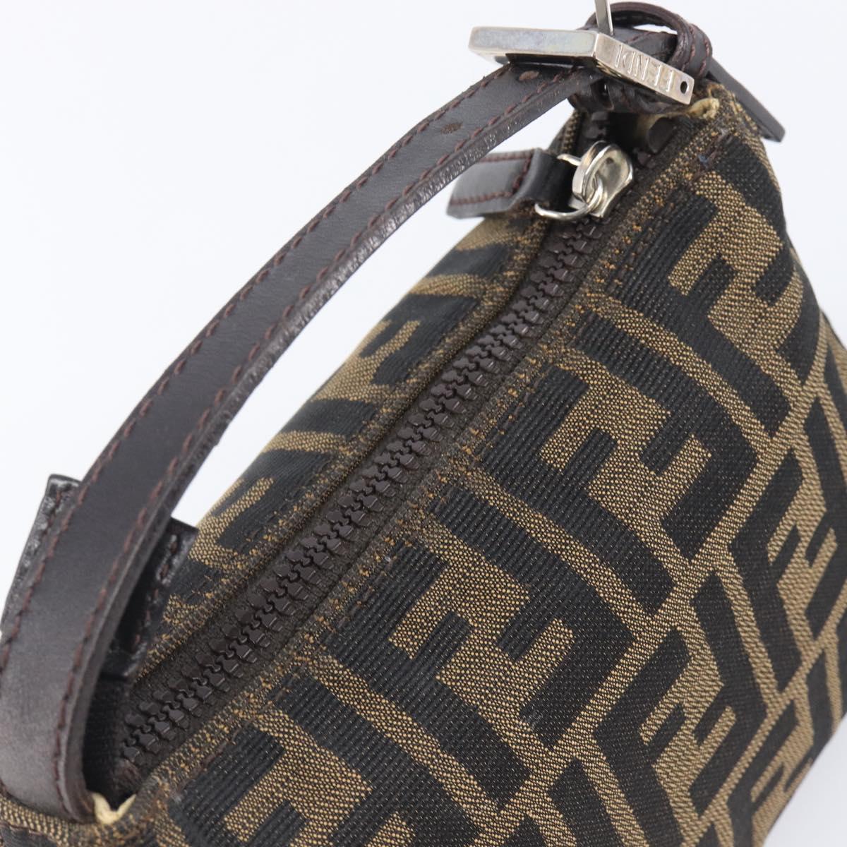 FENDI Zucca Canvas Pouch Black Silver Auth 208632A