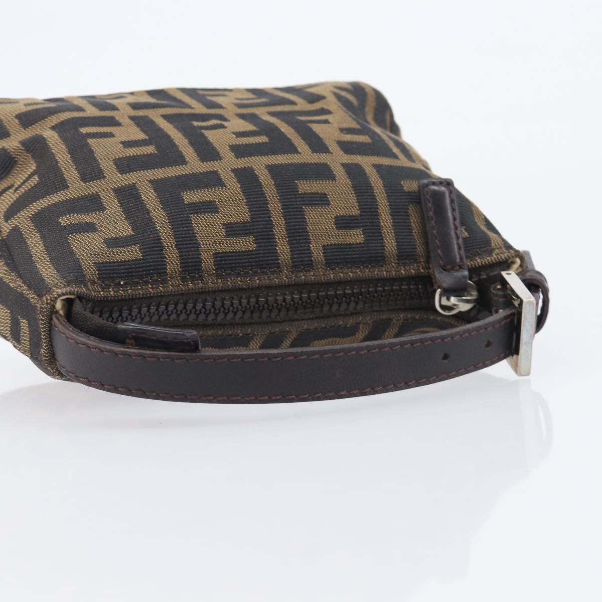 FENDI Zucca Canvas Pouch Black Silver Auth 208632A