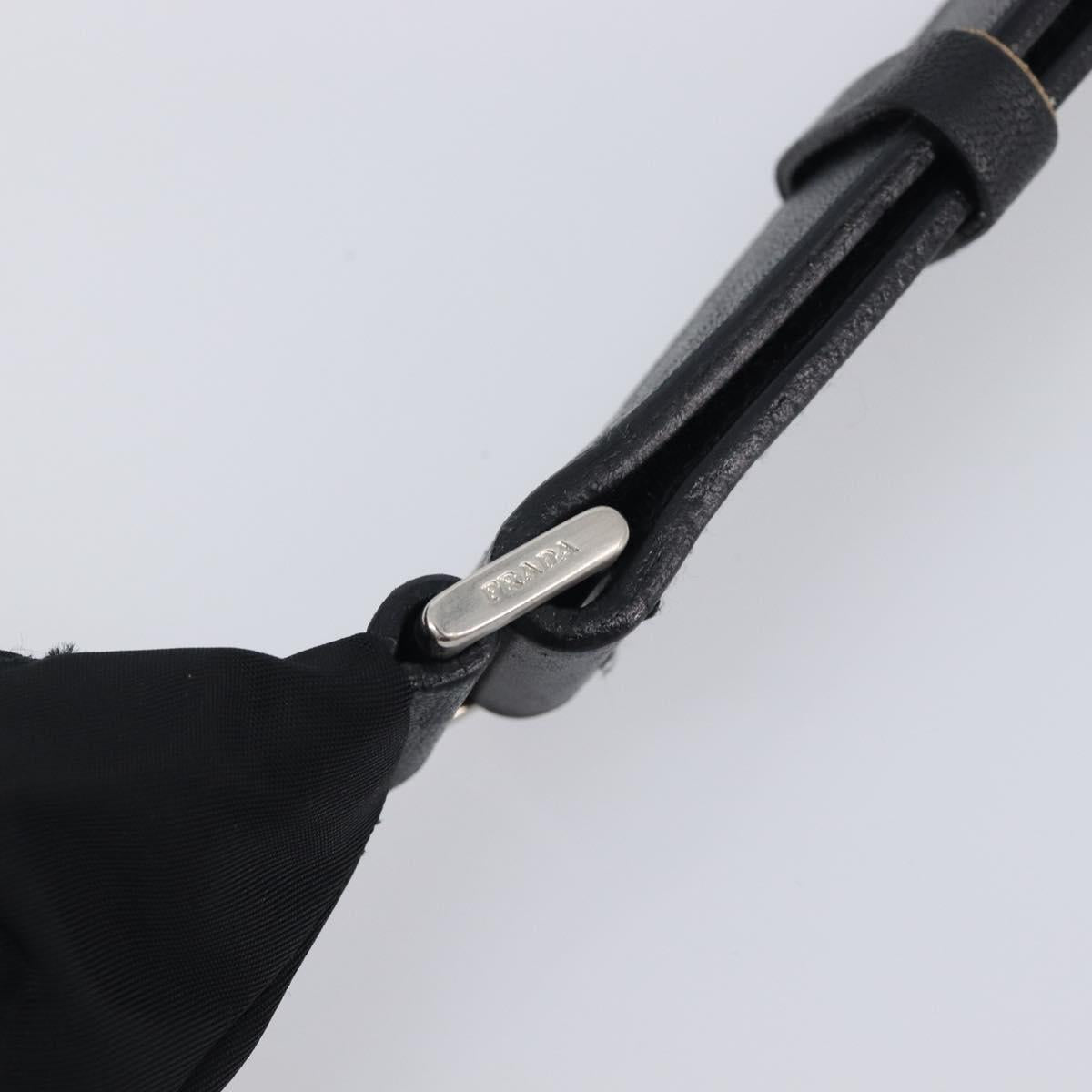 PRADA Shoulder Bag Nylon Black Silver Auth 208639V