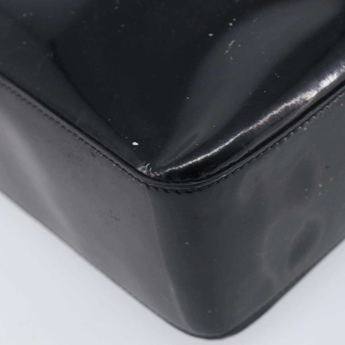 CHANEL Shoulder Bag Patent Black CC Auth 208640