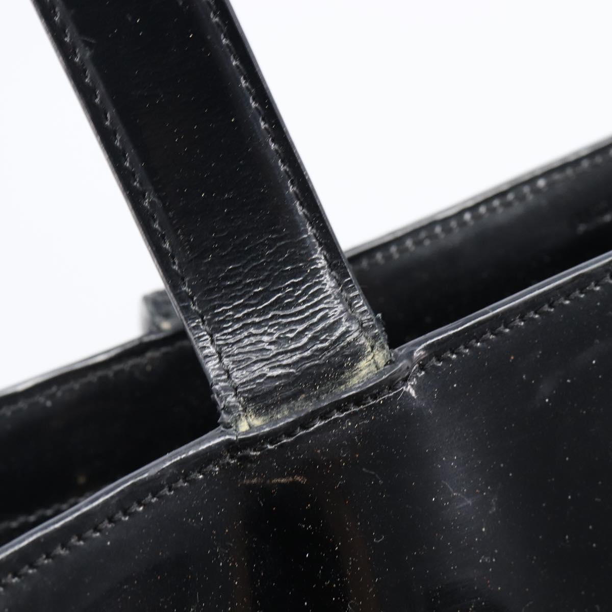 CHANEL Shoulder Bag Patent Black CC Auth 208640