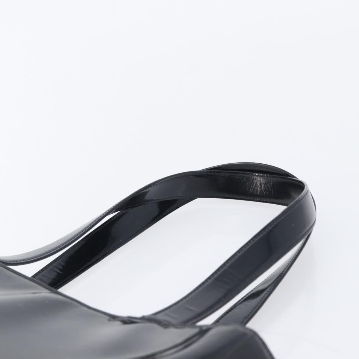 CHANEL Shoulder Bag Patent Black CC Auth 208640
