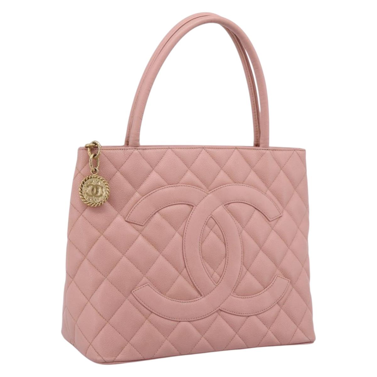CHANEL Standard Tote Bag Caviar Skin Pink Gold CC Auth 208641V