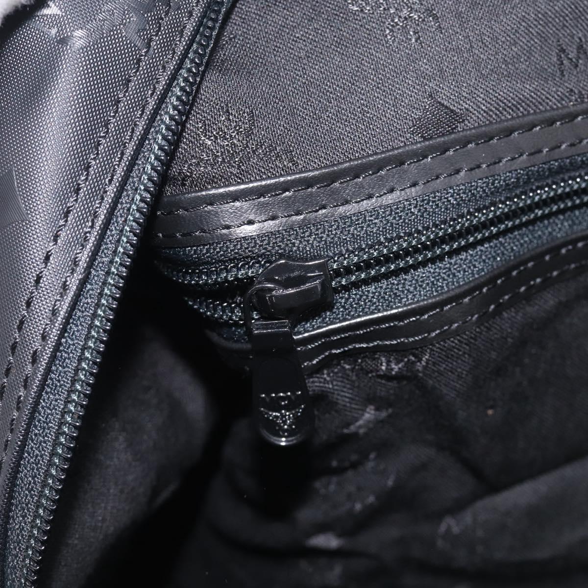 MCM Logogram Vicetos Boston Bag PVC 2way Black Gold Auth 208651