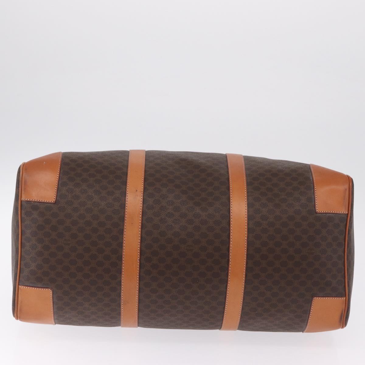 CELINE Macadam Canvas Boston Bag PVC Leather Brown Gold Auth 208652V