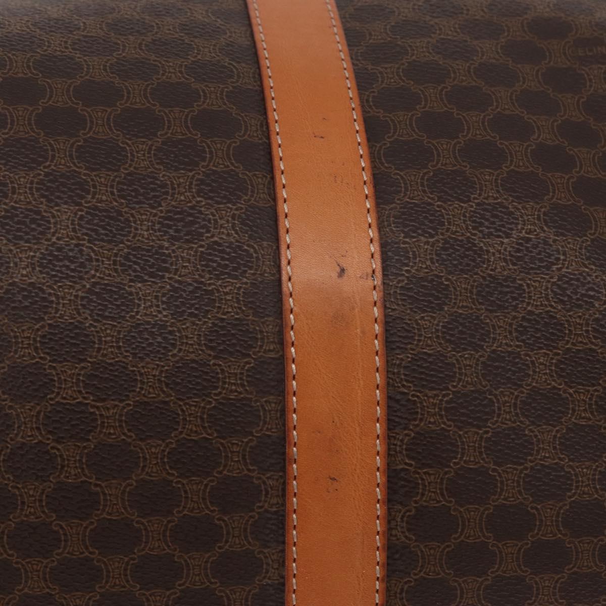 CELINE Macadam Canvas Boston Bag PVC Leather Brown Gold Auth 208652V