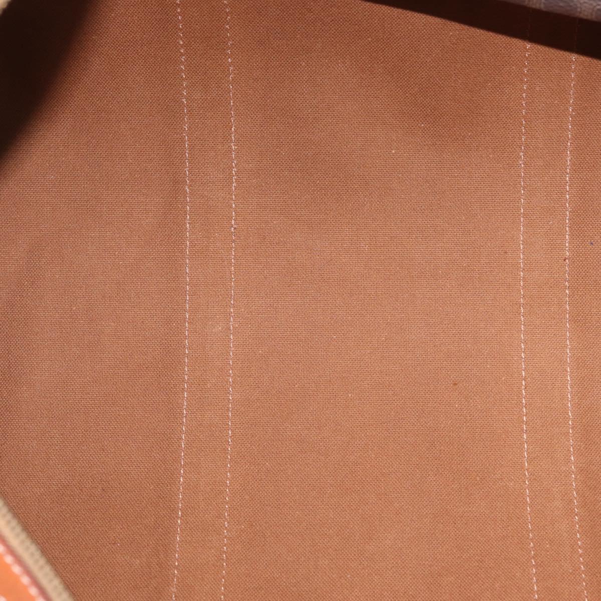 CELINE Macadam Canvas Boston Bag PVC Leather Brown Gold Auth 208652V
