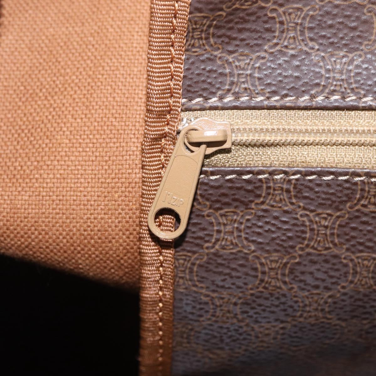 CELINE Macadam Canvas Boston Bag PVC Leather Brown Gold Auth 208652V