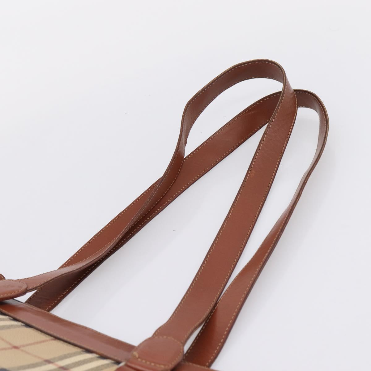 Burberrys Nova Check Tote Bag PVC Beige Gold Auth 208653