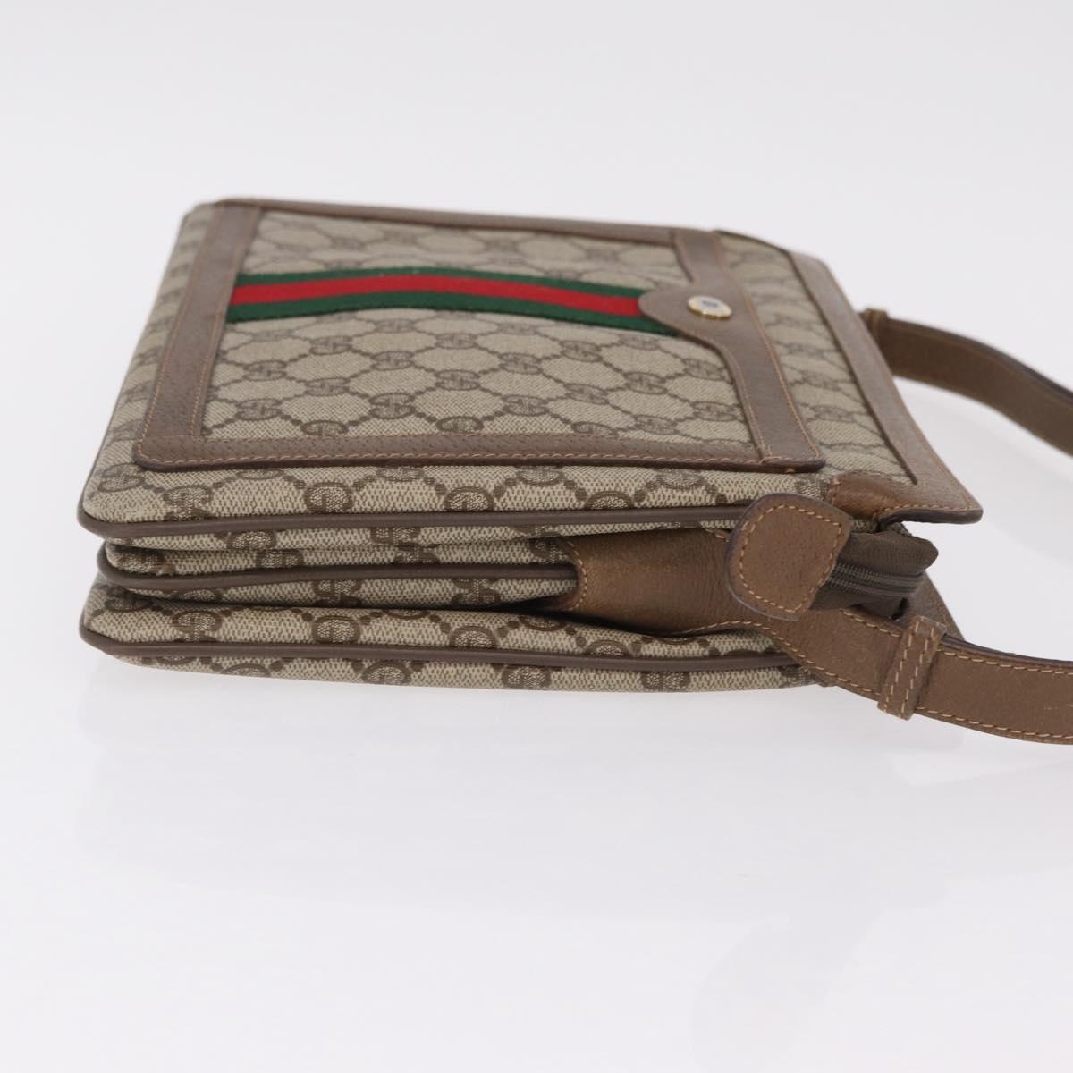 GUCCI GG Supreme Web Sherry Line Shoulder Bag PVC Beige 14 02 013 Auth 208657