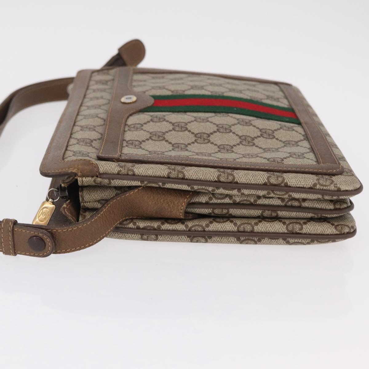 GUCCI GG Supreme Web Sherry Line Shoulder Bag PVC Beige 14 02 013 Auth 208657