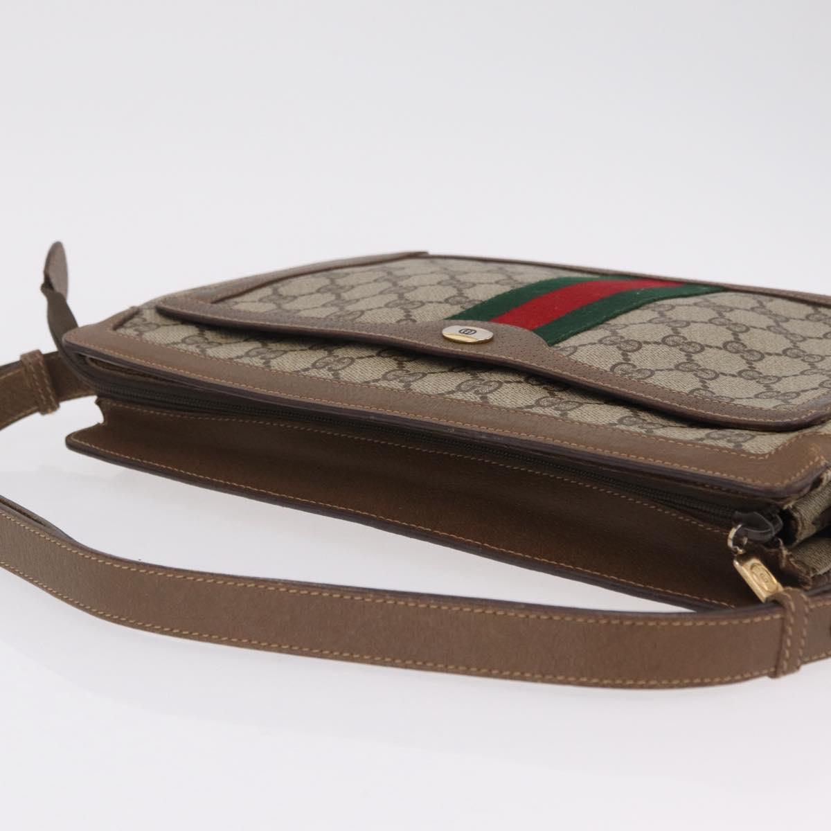 GUCCI GG Supreme Web Sherry Line Shoulder Bag PVC Beige 14 02 013 Auth 208657