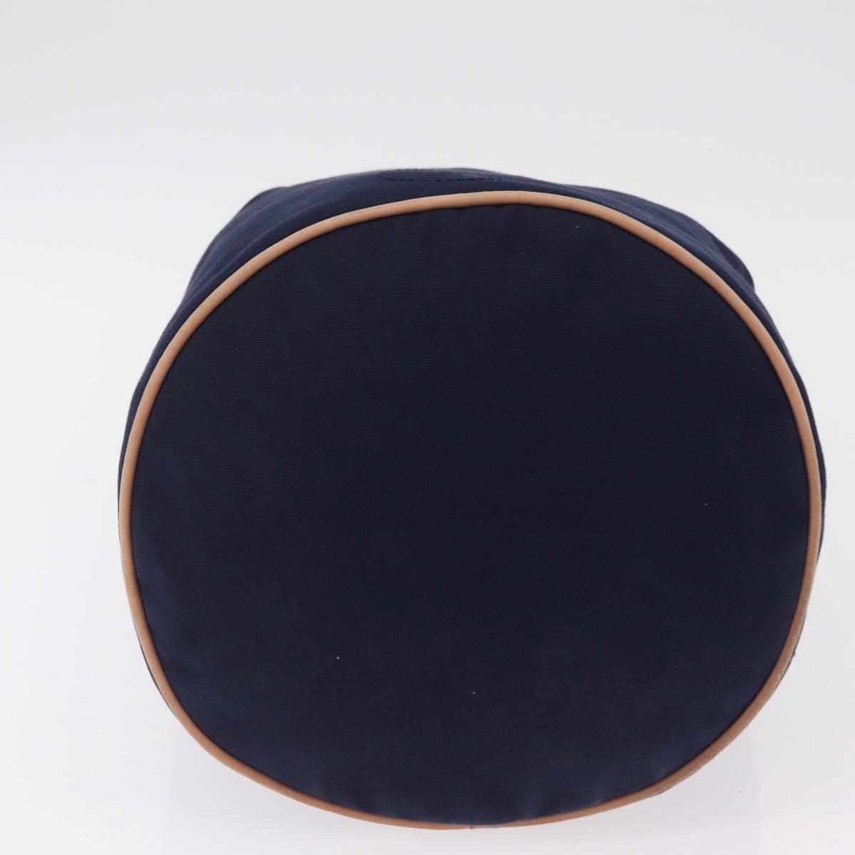 HERMES POSITION MIMILL Shoulder Bag Canvas Navy Gold Auth 208659A