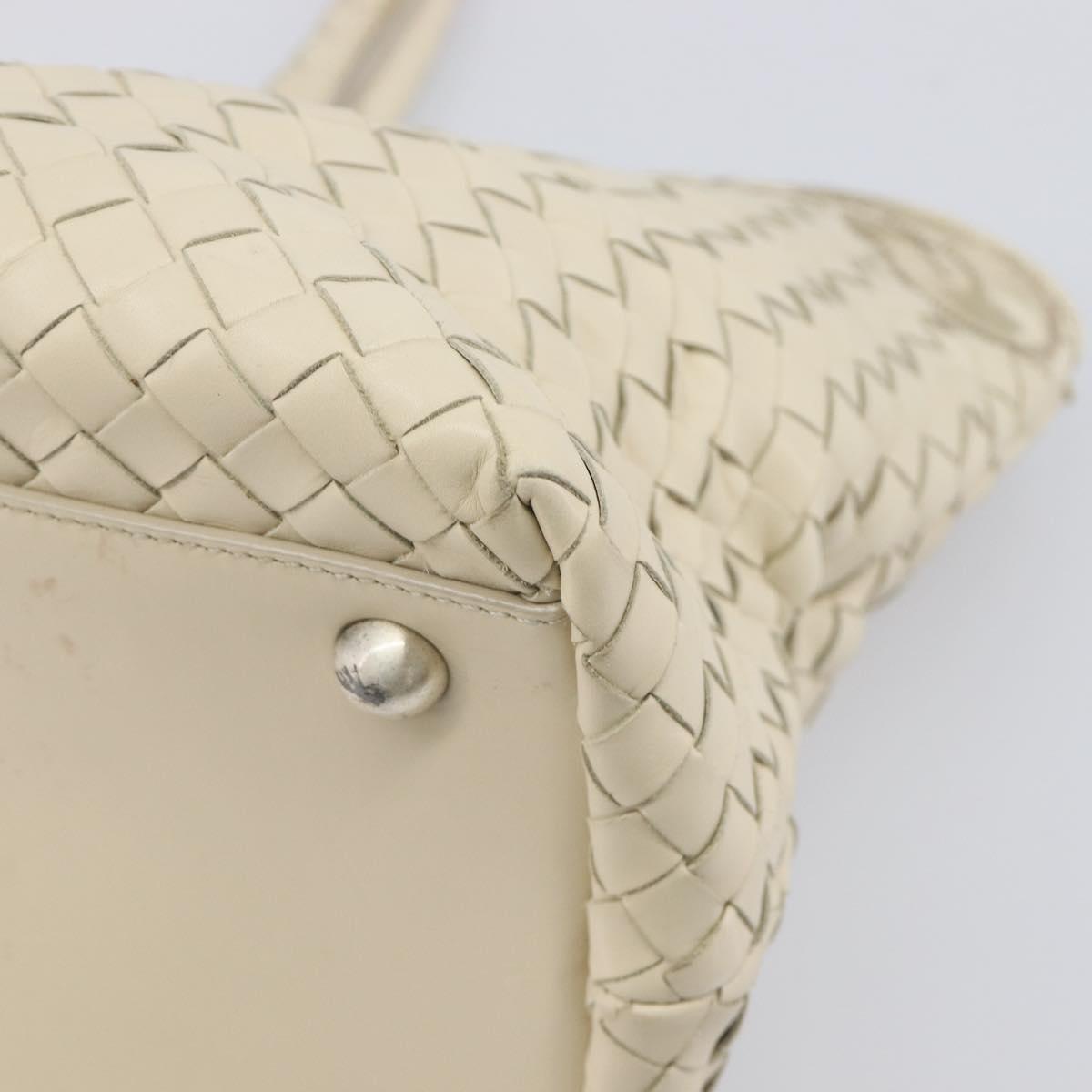 Bottega Veneta INTRECCIATO Tote Bag Leather White Silver 158673 Auth 208660A