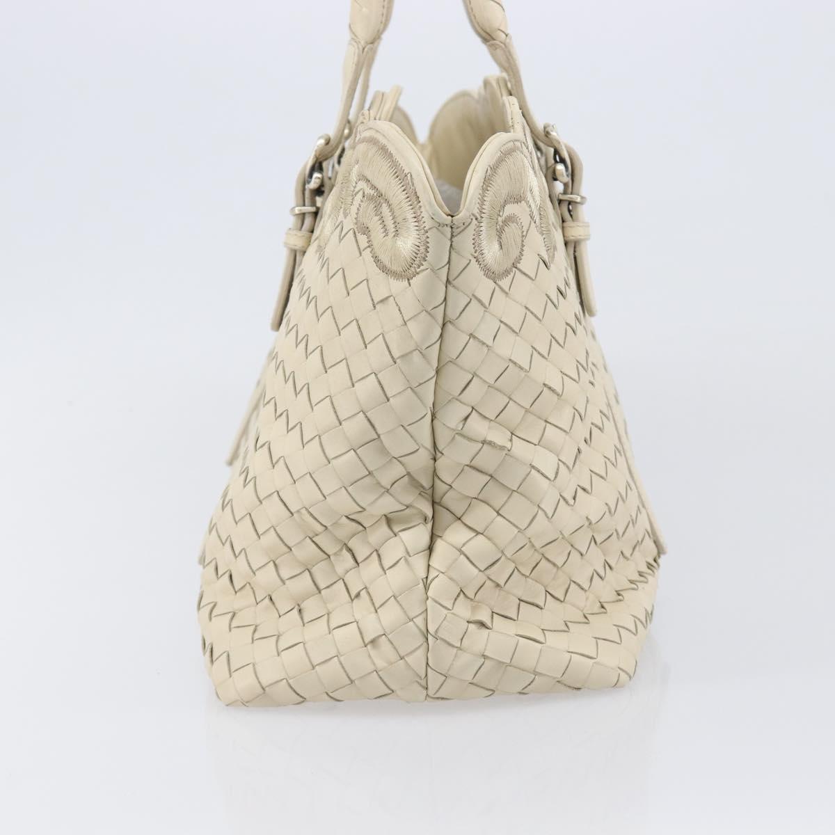 Bottega Veneta INTRECCIATO Tote Bag Leather White Silver 158673 Auth 208660A