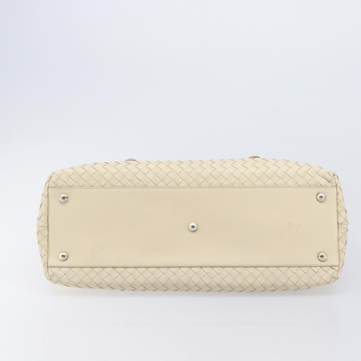 Bottega Veneta INTRECCIATO Tote Bag Leather White Silver 158673 Auth 208660A
