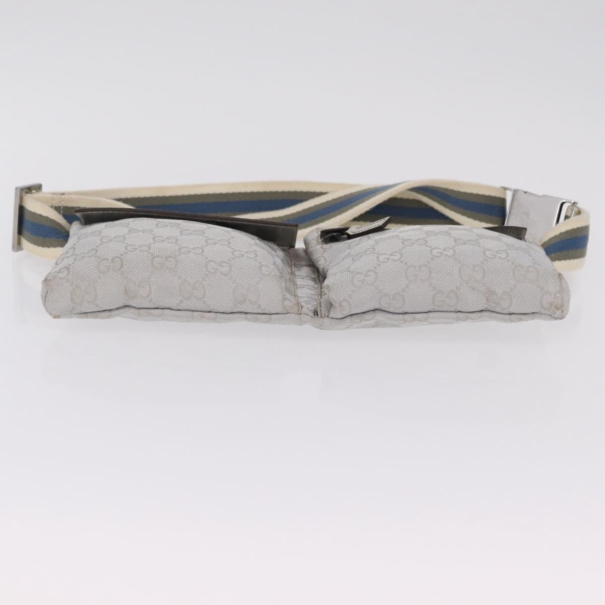 GUCCI GG Canvas Waist Bag Silver 28566 Auth 208662