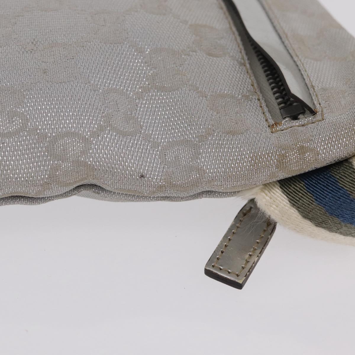 GUCCI GG Canvas Waist Bag Silver 28566 Auth 208662