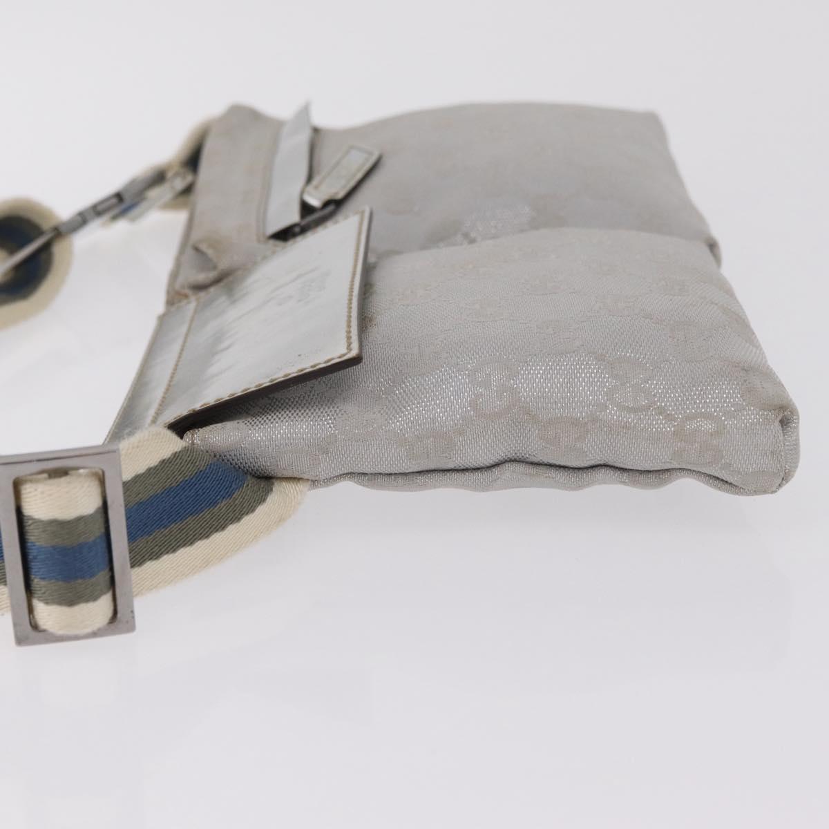 GUCCI GG Canvas Waist Bag Silver 28566 Auth 208662