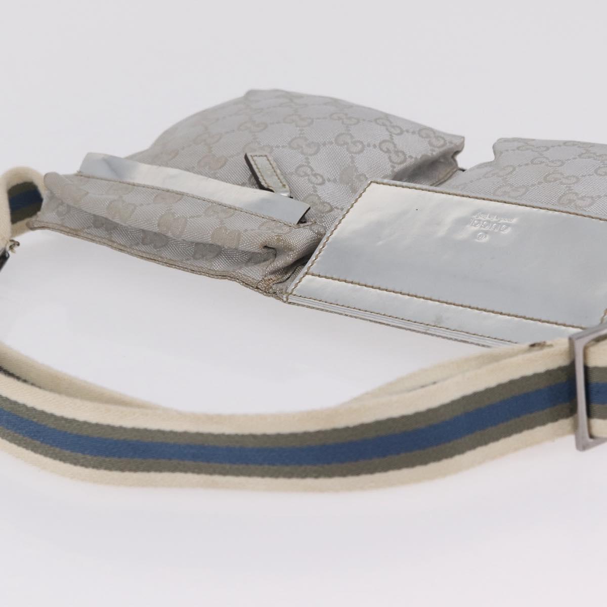 GUCCI GG Canvas Waist Bag Silver 28566 Auth 208662