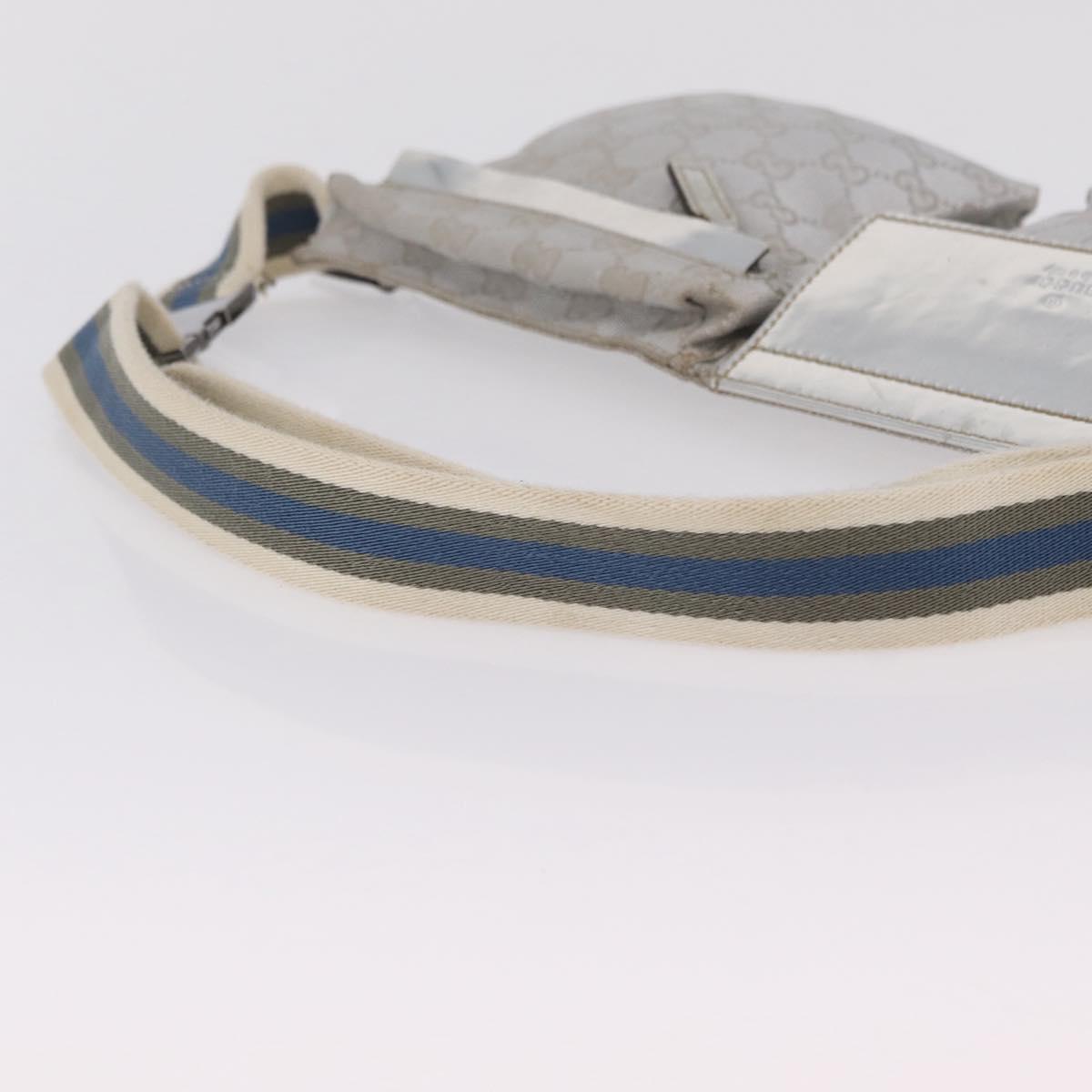GUCCI GG Canvas Waist Bag Silver 28566 Auth 208662