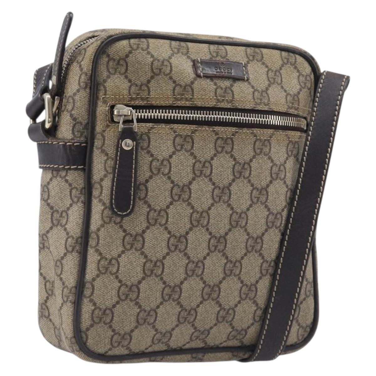 GUCCI GG Supreme Shoulder Bag PVC Beige Gold 233268 Auth 208664