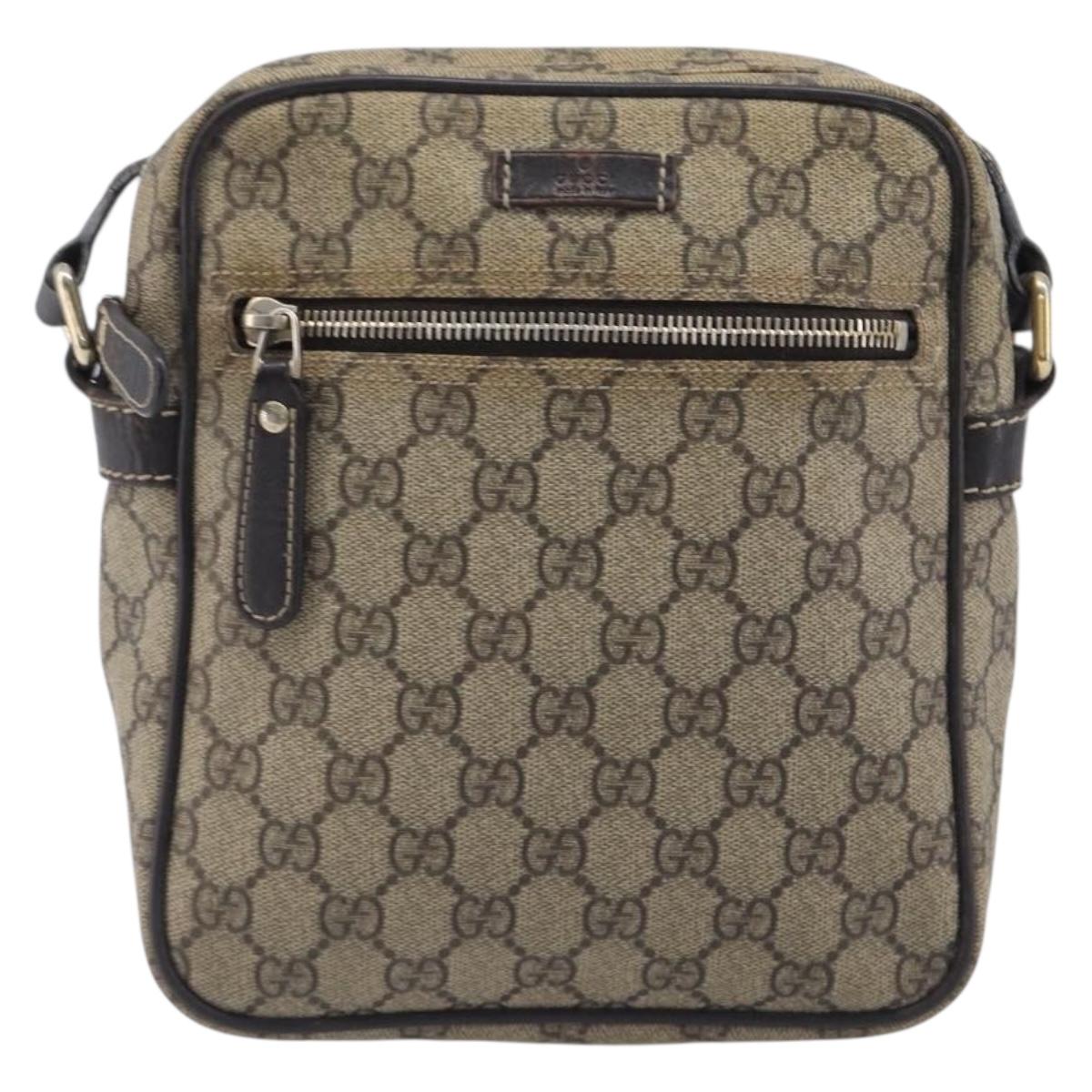 GUCCI GG Supreme Shoulder Bag PVC Beige Gold 233268 Auth 208664